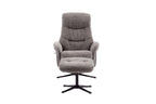 Ash Black Fabric Large Swivel Recliner Chair with Footstool - Home Furniture Interiors
