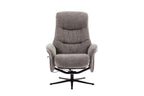 Ash Black Fabric Large Swivel Recliner Chair with Footstool - Home Furniture Interiors