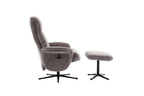 Ash Black Fabric Large Swivel Recliner Chair with Footstool - Home Furniture Interiors