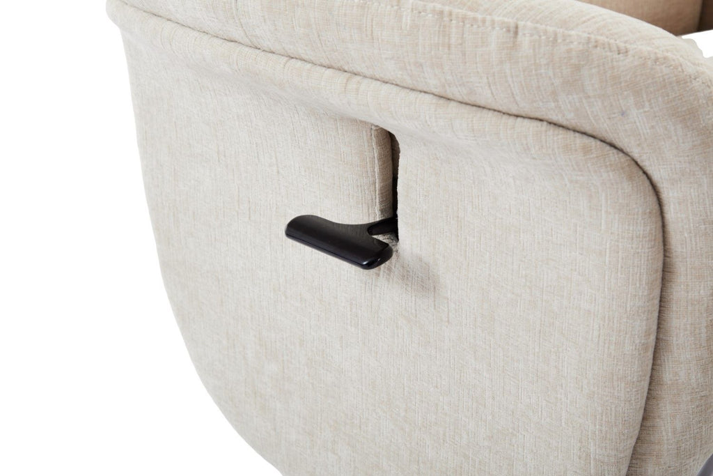 Barley Fabric Swivel Recliner with Footstool Black Base