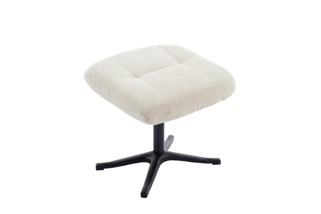 Barley Fabric Swivel Recliner with Footstool Black Base