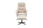 Barley Fabric Swivel Recliner with Footstool Black Base - Home Furniture Interiors