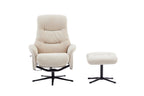 Barley Fabric Swivel Recliner with Footstool Black Base - Home Furniture Interiors