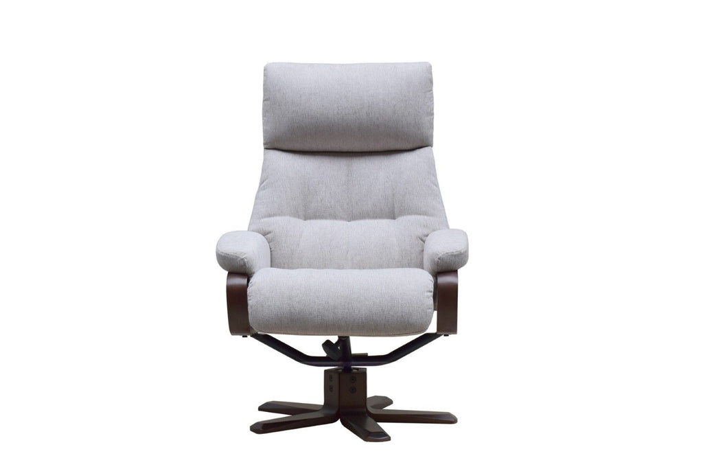 Beige Fabric Swivel Recliner Chair With Footstool