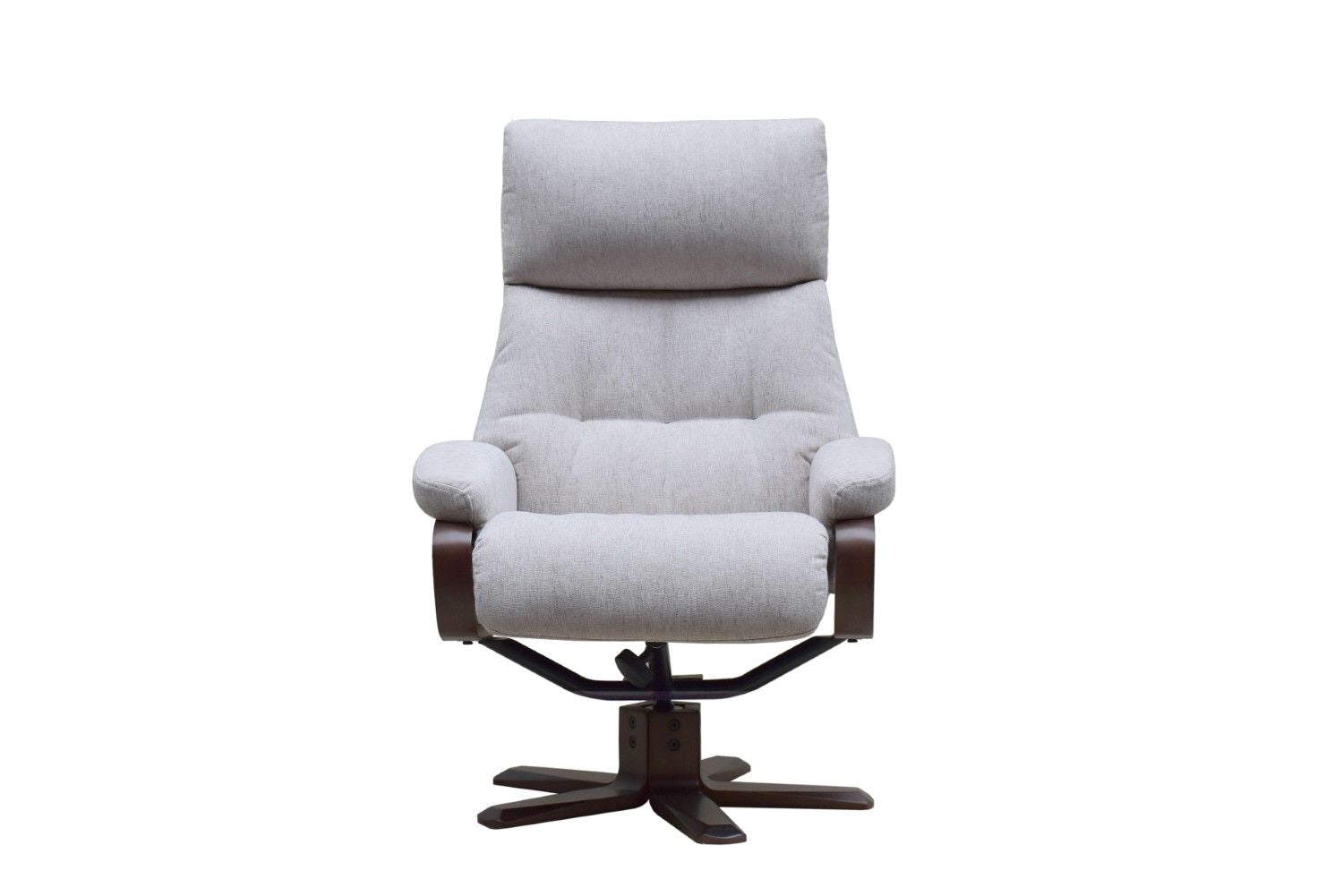 Beige Fabric Swivel Recliner Chair With Footstool