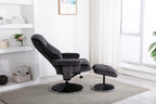Black Fabric Swivel Recliner Armchair with Footstool - Home Furniture Interiors
