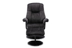 Black Fabric Swivel Recliner Armchair with Footstool - Home Furniture Interiors