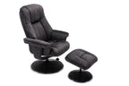Black Fabric Swivel Recliner Armchair with Footstool - Home Furniture Interiors