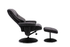 Black Fabric Swivel Recliner Armchair with Footstool - Home Furniture Interiors