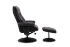Black Fabric Swivel Recliner Armchair with Footstool - Home Furniture Interiors