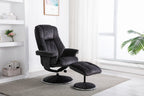 Black Fabric Swivel Recliner Armchair with Footstool - Home Furniture Interiors
