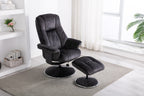 Black Fabric Swivel Recliner Armchair with Footstool - Home Furniture Interiors