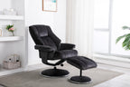 Black Fabric Swivel Recliner Armchair with Footstool - Home Furniture Interiors