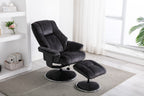 Black Fabric Swivel Recliner Armchair with Footstool - Home Furniture Interiors