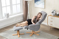 Blue Fabric Swivel Reclining Armchair with Footstool