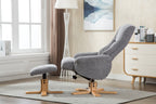 Blue Fabric Swivel Reclining Armchair with Footstool - Home Furniture Interiors