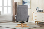 Blue Fabric Swivel Reclining Armchair with Footstool - Home Furniture Interiors