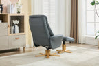 Blue Full Leather Large Swivel Recliner Chair with Footstool - Home Furniture Interiors