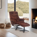 Brandy Fabric Swivel Recliner Chair with Footstool