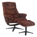 Brandy Fabric Swivel Recliner Chair with Footstool - Home Furniture Interiors