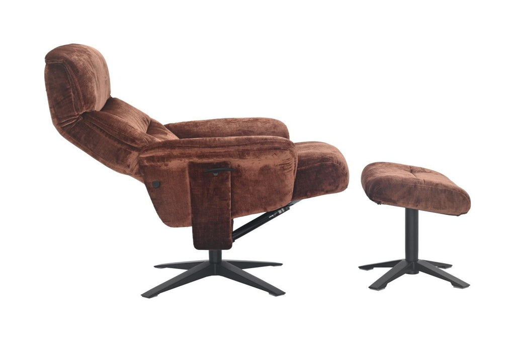 Brandy Fabric Swivel Recliner Chair with Footstool