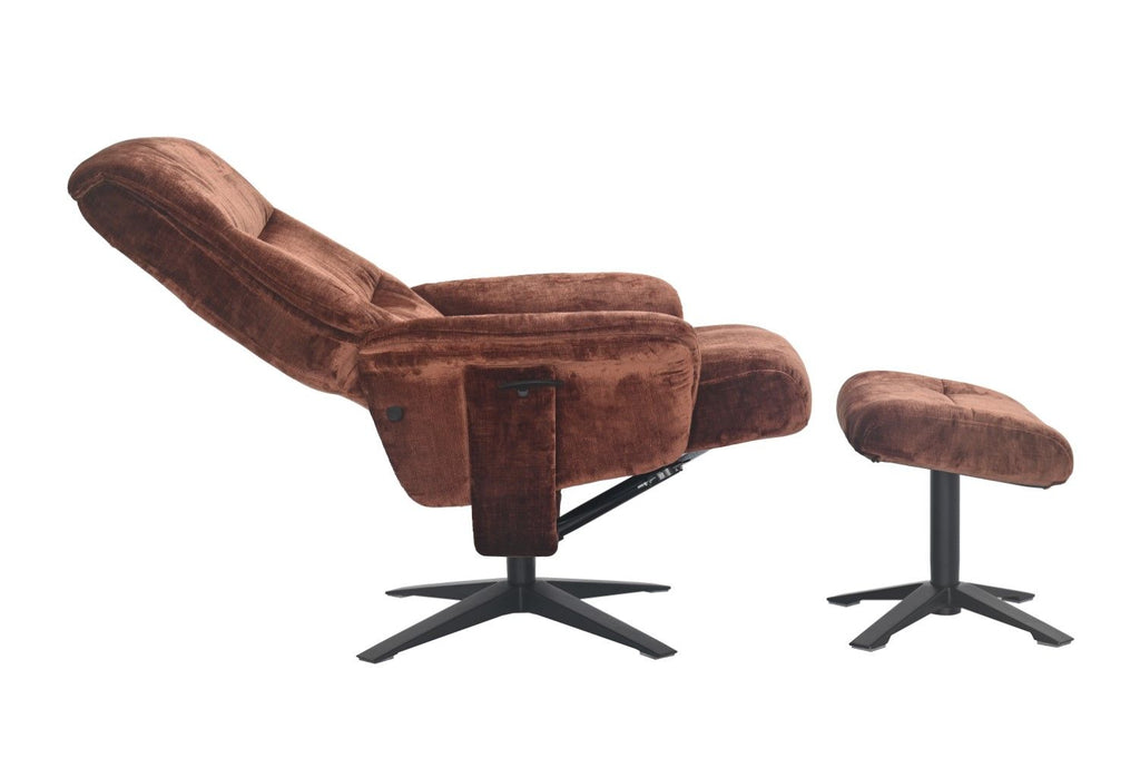 Brandy Fabric Swivel Recliner Chair with Footstool