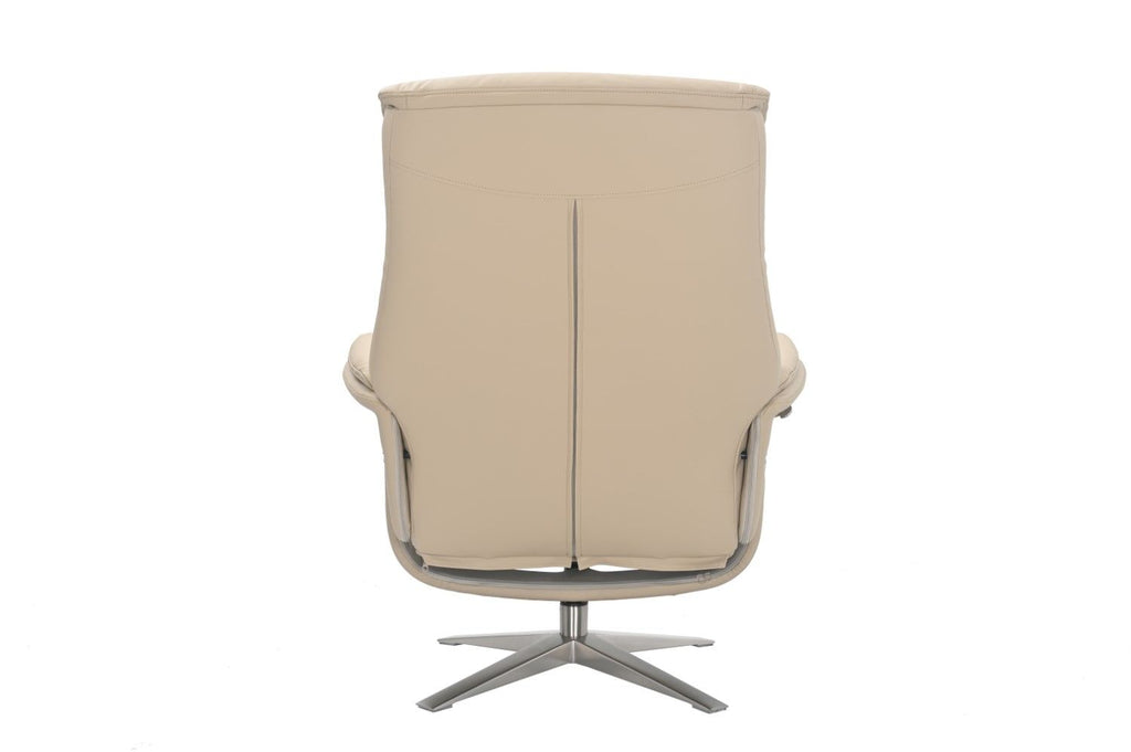 Cafe Latte Leather Swivel Recliner with Footstool