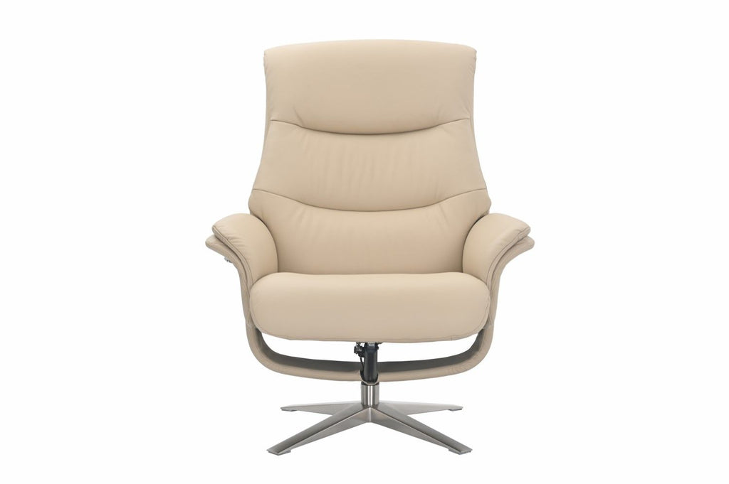 Cafe Latte Leather Swivel Recliner with Footstool