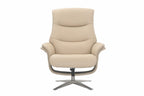 Cafe Latte Leather Swivel Recliner with Footstool - Home Furniture Interiors