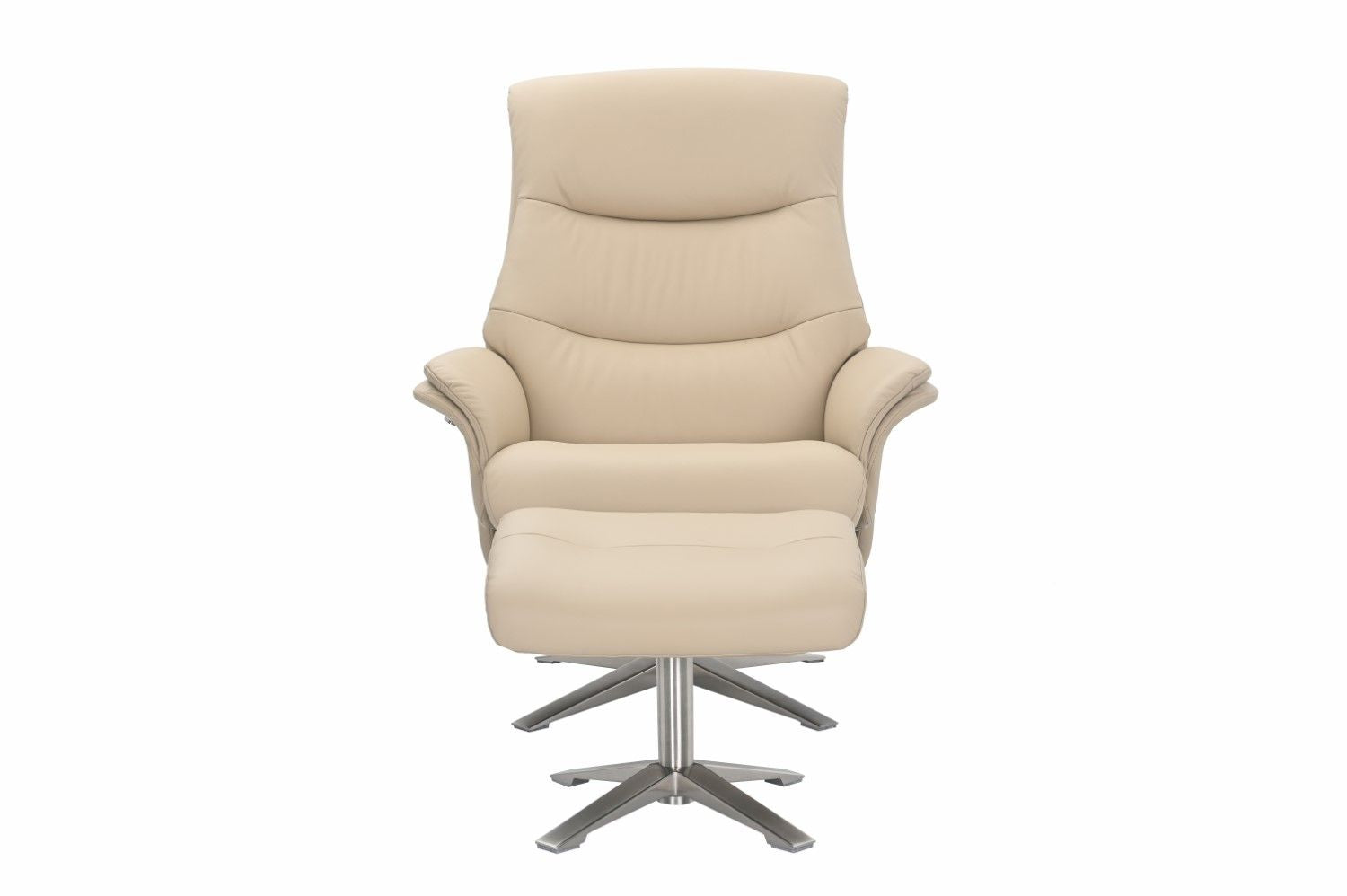 Cafe Latte Leather Swivel Recliner with Footstool