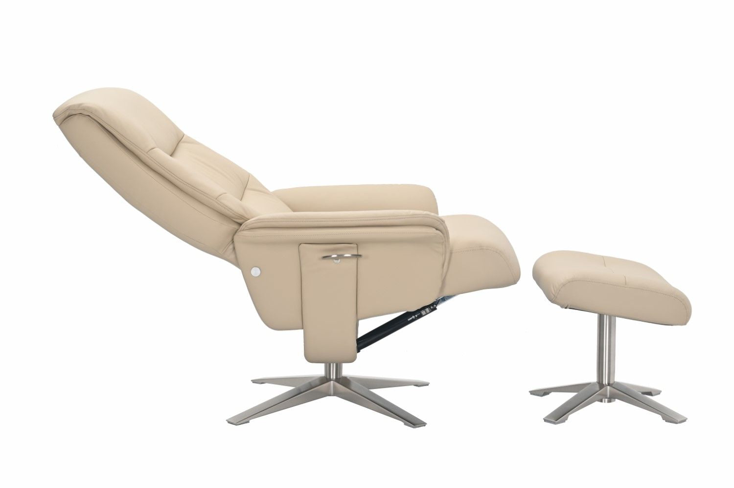 Cafe Latte Leather Swivel Recliner with Footstool