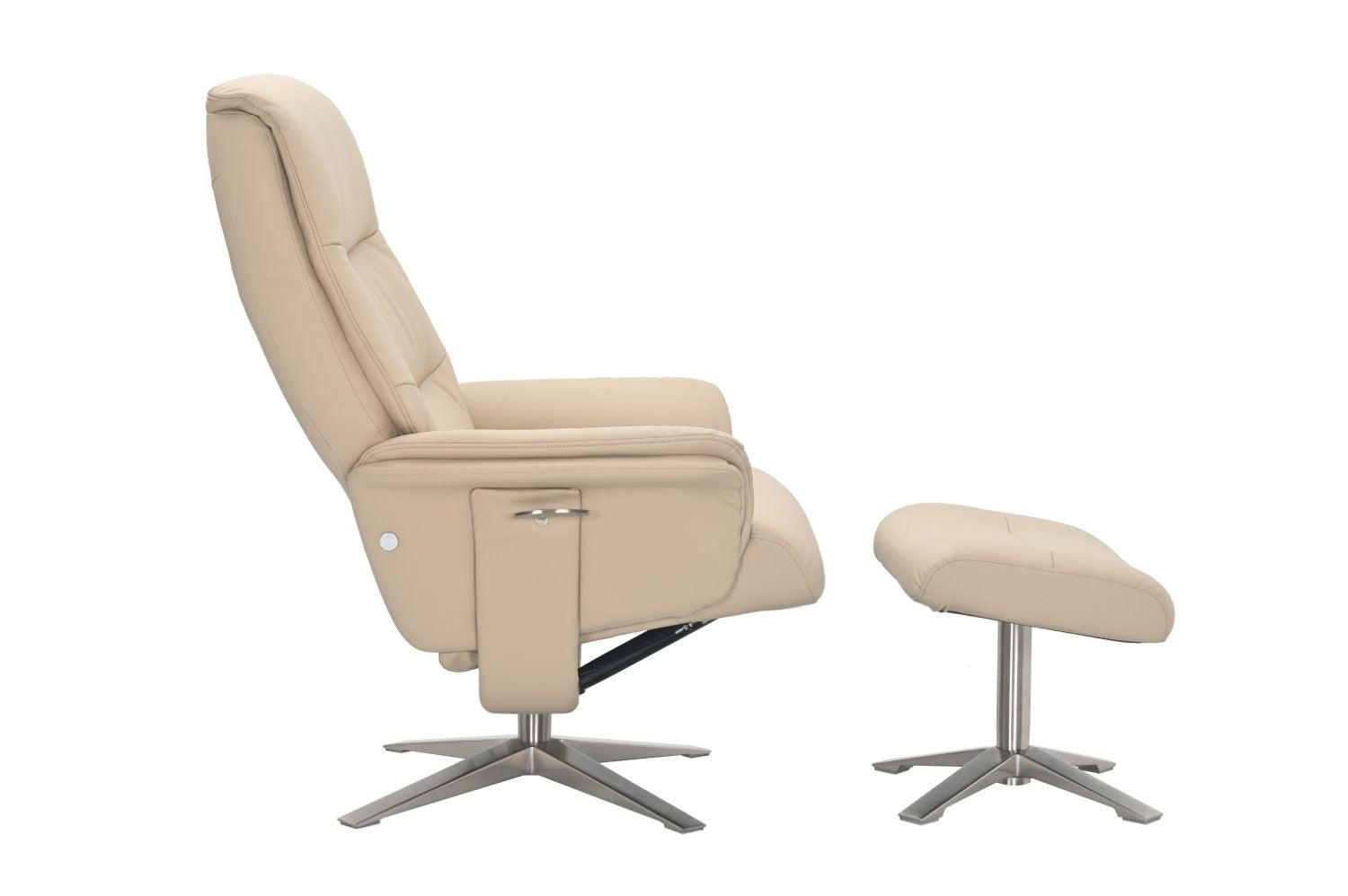 Cafe Latte Leather Swivel Recliner with Footstool