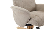 Camel Fabric Swivel Recliner with Footstool Oak Base - Home Furniture Interiors