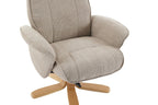 Camel Fabric Swivel Recliner with Footstool Oak Base - Home Furniture Interiors