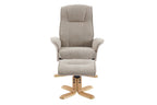 Camel Fabric Swivel Recliner with Footstool Oak Base - Home Furniture Interiors
