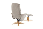 Camel Fabric Swivel Recliner with Footstool Oak Base - Home Furniture Interiors
