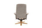 Camel Fabric Swivel Recliner with Footstool Oak Base - Home Furniture Interiors