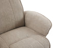 Camel Fabric Swivel Recliner with Footstool Oak Base - Home Furniture Interiors
