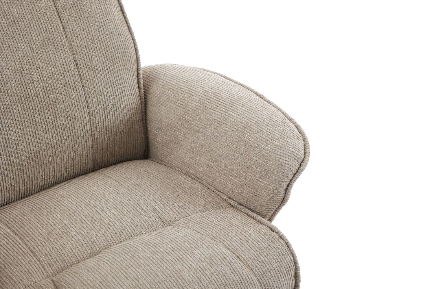 Camel Fabric Swivel Recliner with Footstool Oak Base - Home Furniture Interiors