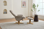 Camel Fabric Swivel Recliner with Footstool Oak Base - Home Furniture Interiors