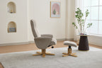 Camel Fabric Swivel Recliner with Footstool Oak Base - Home Furniture Interiors