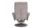 Champagne Fabric Swivel Recliner with Footstool Chrome Base - Home Furniture Interiors