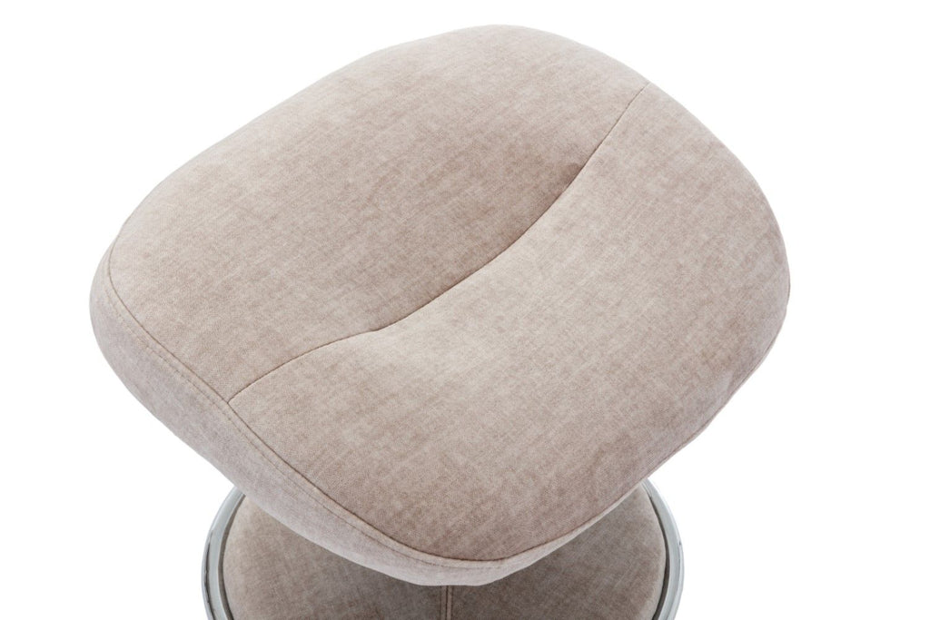 Champagne Fabric Swivel Recliner with Footstool Chrome Base