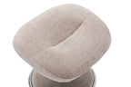 Champagne Fabric Swivel Recliner with Footstool Chrome Base - Home Furniture Interiors