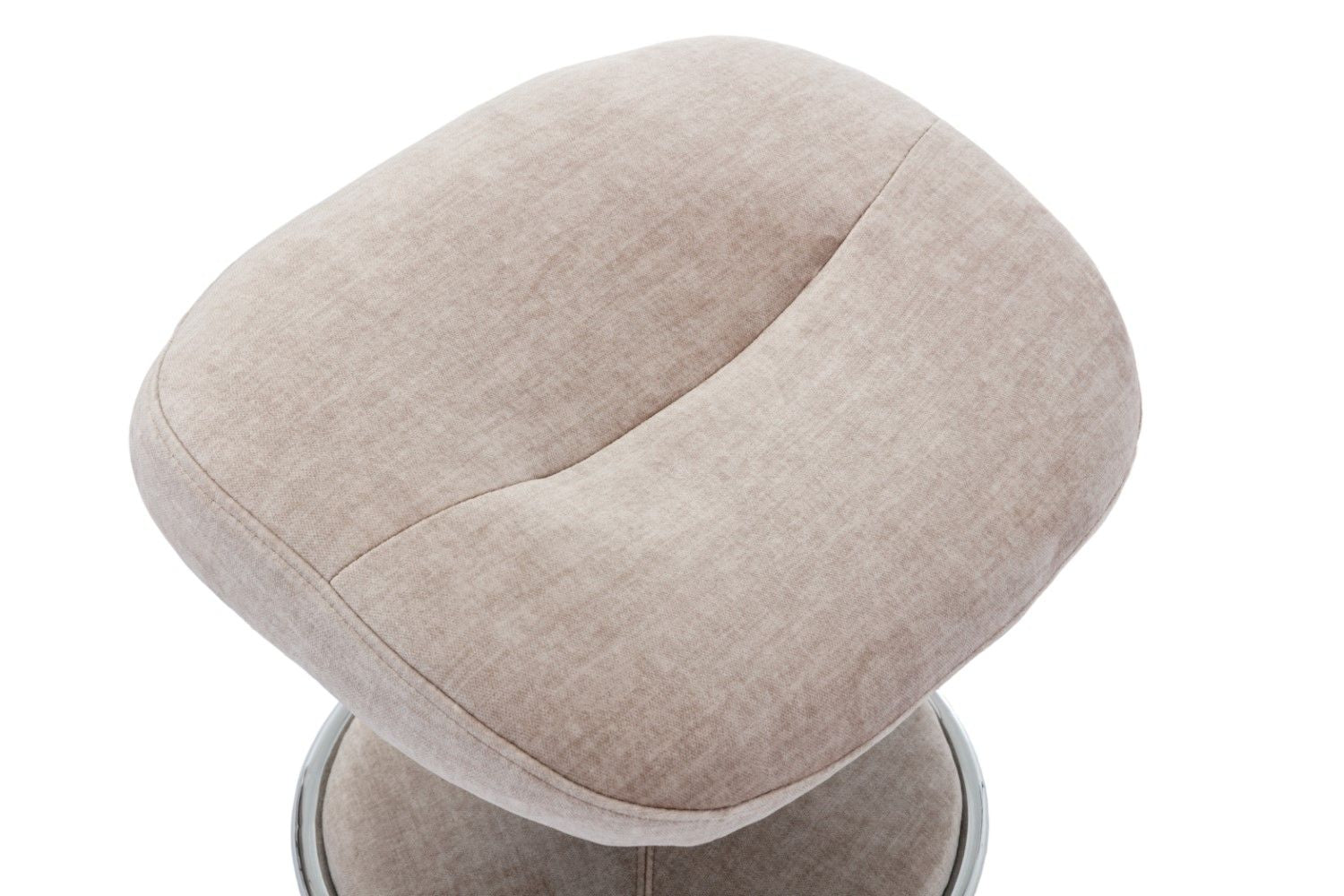 Champagne Fabric Swivel Recliner with Footstool Chrome Base