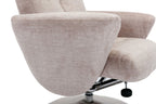 Champagne Fabric Swivel Recliner with Footstool Chrome Base - Home Furniture Interiors