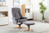 Charcoal Fabric Swivel Recliner with Footstool Oak Base