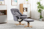 Charcoal Fabric Swivel Recliner with Footstool Oak Base - Home Furniture Interiors