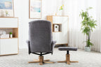 Charcoal Fabric Swivel Recliner with Footstool Oak Base - Home Furniture Interiors