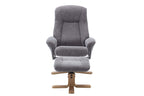 Charcoal Fabric Swivel Recliner with Footstool Oak Base - Home Furniture Interiors